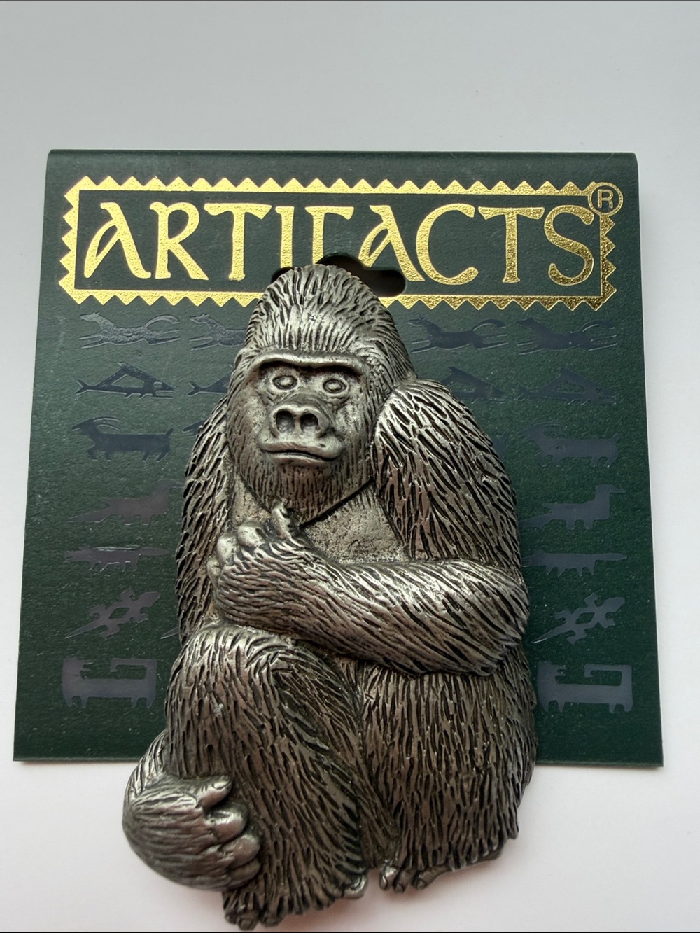 Artifacts JJ Jonette signed RARE Silver Gorilla brooch